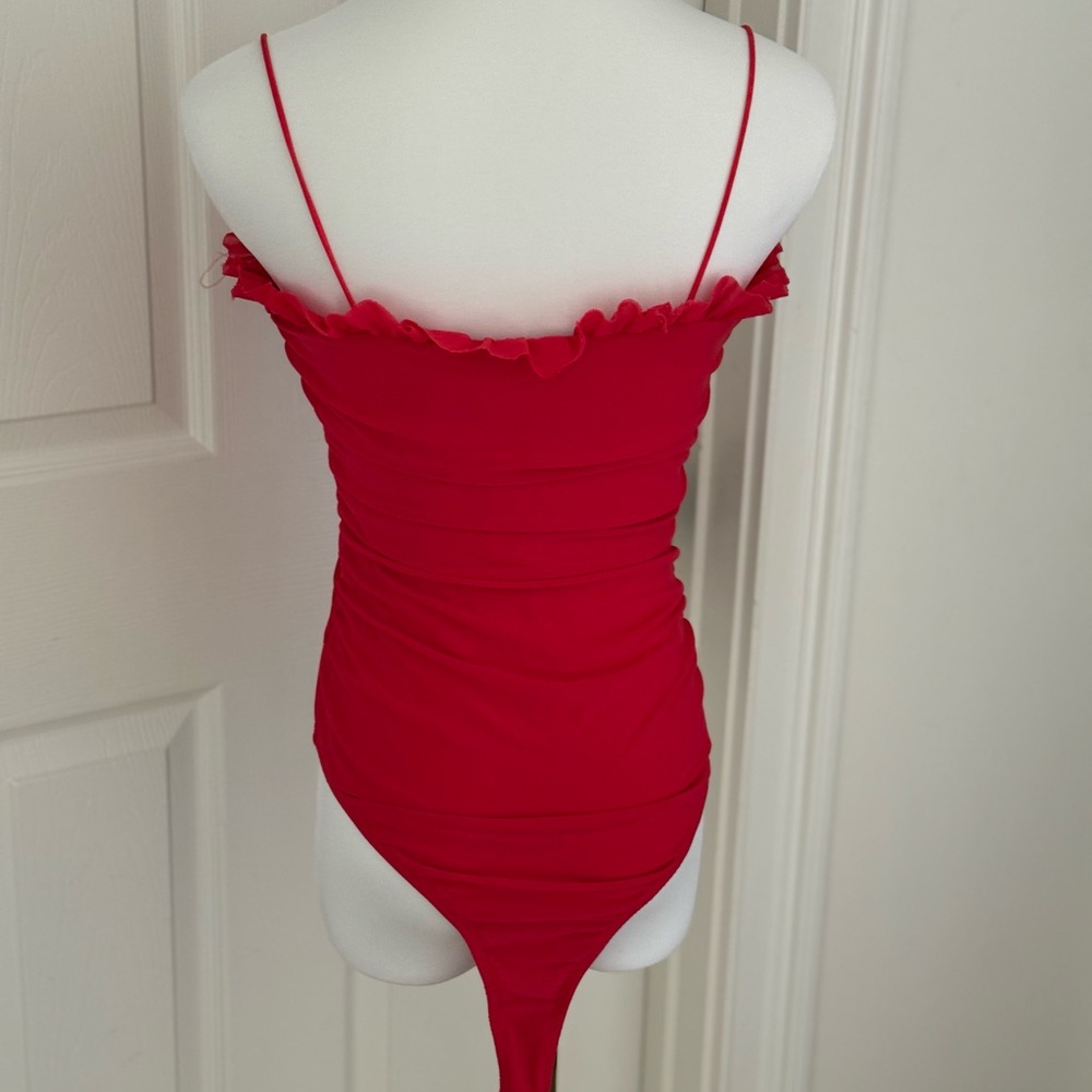 American Threads Red Ruffled Bodysuit - Picture 2 of 2